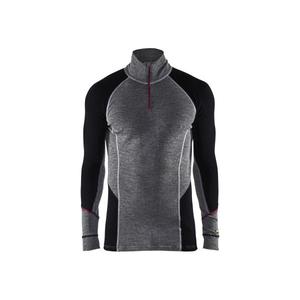 BLAKLADER - 469917369699M Sous-vêtements haut à col zippé XWARM 100% Merino Gris moyen/Noir-EAN 7330509593639 SOUS-VÊTEMENTS THERMIQUES - Product Image 1