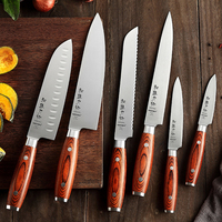 Ensemble de couteaux de chef XINZUO de haute qualité, 6 pièces, acier inoxydable allemand 1.4116, manche en bois Pakka, couteau de cuisine tranchant, fabricant de couteaux de cuisine