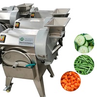 Commerciële multifunctionele groente- en fruitsnijder met motor 1500W voor komkommerreepjes, aardappel-, radijs- en zoete aardappelblokjes.