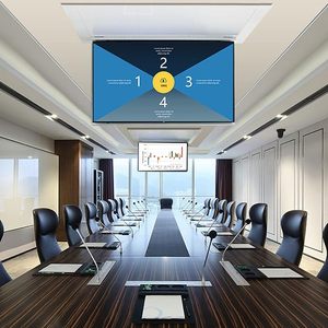 ลิฟท์ทีวีแบบซ่อนฝ้าเพดานสำหรับห้องประชุมสมัยใหม่ Fortune ขนาด 75 นิ้ว พร้อมมอเตอร์เลื่อนแบบพลิกได้ วัสดุเหล็ก รับน้ำหนัก 50 กก. ควบคุมการพลิกขึ้นลงด้วยรีโมท รุ่น C - Product Image 3