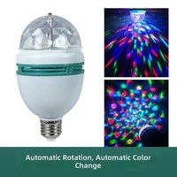 Lampes à faisceau LED RGB rotatives automatiques colorées E27 3W, activées par le son, pour DJ, fête, IP33