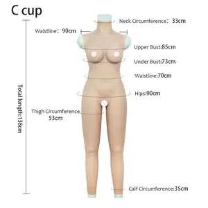 Kunstmatige Draagbare Mouwloze Body Pak Full Body Jumpsuit Siliconen C Cup Borst Nep Boob Siliconen Nep Vagina Pak Te Koop