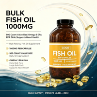 Capsules d'huile de poisson en vrac 1000mg, 500 unités, format économique, Oméga 3 EPA DHA, soutient la santé cardiaque, complément alimentaire