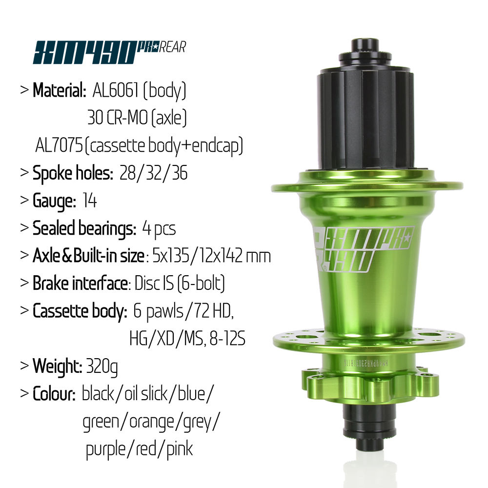 Koozer Xm490pro MTB Hub - 12 Speed, 36 Holes, Cr-Mo Axle