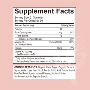 Organik Vitamin D3 & K2 Gummies kemik sağlık desteği bağışıklık 5000 IU kemik yoğunluğu fayda Multivitamin D3 K2 şeker takviyesi - Product Image 2