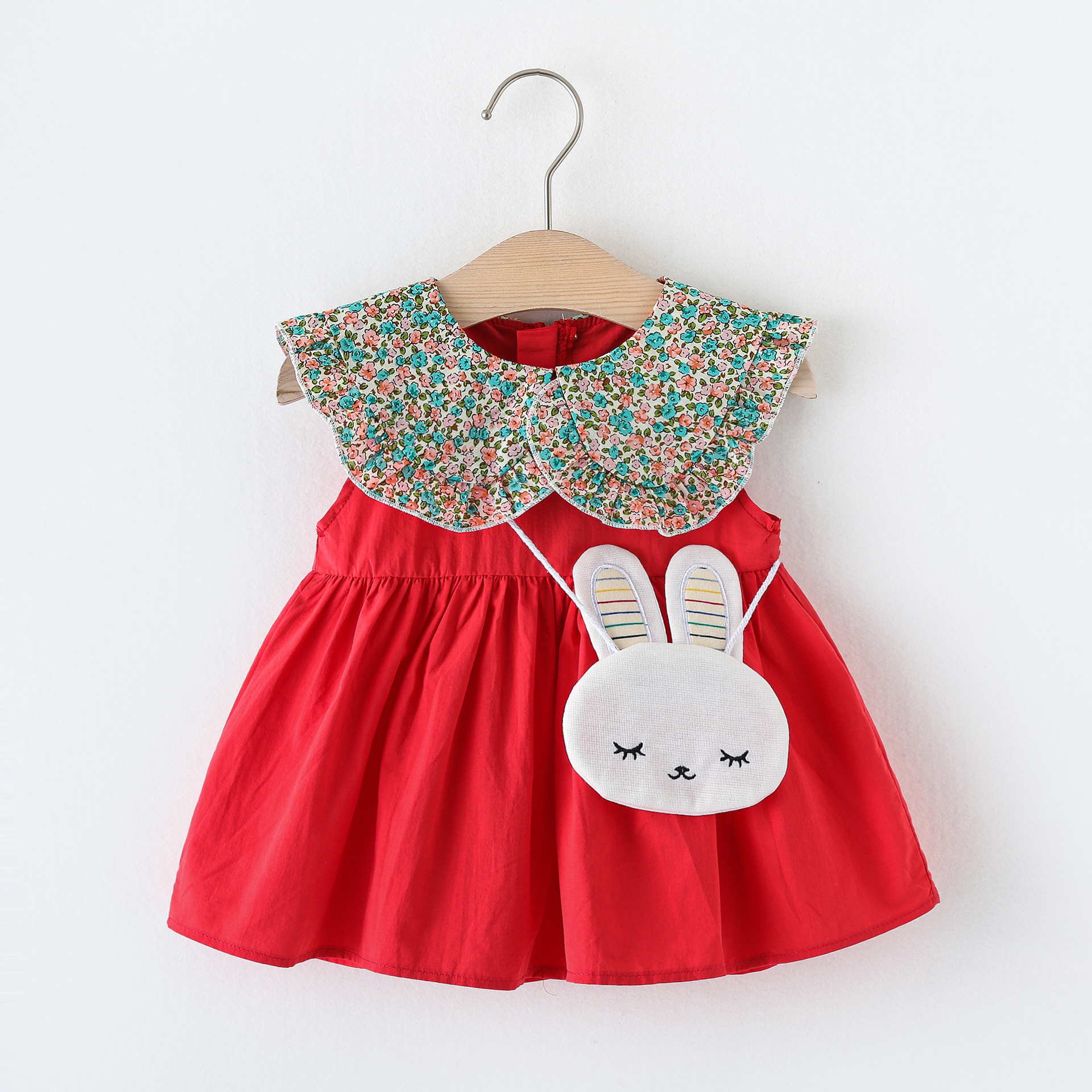 2022 Summer Infant Girls' Dress O-Neck Sleeveless Floral Vest Casual Style Little Girls' Outfit for Children
