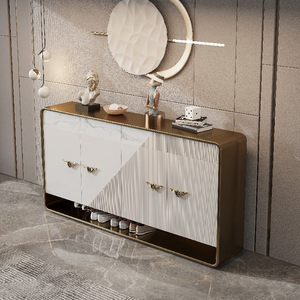 Muebles de gabinete de zapatos funcionales y elegantes hechos a mano con <span class=keywords><strong>madera</strong></span> maciza <span class=keywords><strong>MDF</strong></span> y borde de metal - Product Image 3