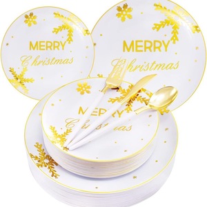 Bán Buôn Nhựa Dùng Một Lần Bộ Đồ Ăn Đặt 175Pcs Giáng Sinh Dao Kéo Cho Đám Cưới Sinh Nhật Đảng Bao Gồm Dao Ngã Ba Cốc Tấm - Product Image 2