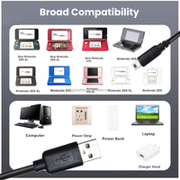 Kabel Pengisi Daya Berkabel USB 2.0 Male untuk 3DS 3DS XL 2DS New 3DS 1.2M Hitam