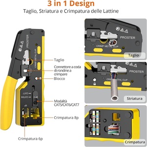 Herramienta de crimpado de paso RJ45 para Cat5, Cat6, Cat7, color amarillo - Product Image 2
