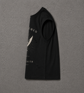 เสื้อกล้ามผู้ชายสไตล์สตรีทแวร์แบบสั่งทำพิเศษ พิมพ์ลาย DTG ขอบดิบ ตัดเย็บแบบดิสเทรส พร้อมลายกราฟิก - Product Image 2