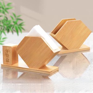 Bamboo <b>Tissue</b> Box With Toothpick Holder Natural Wood <b>Color</b> Multifunctional For Restaurant Use - Product Image 2