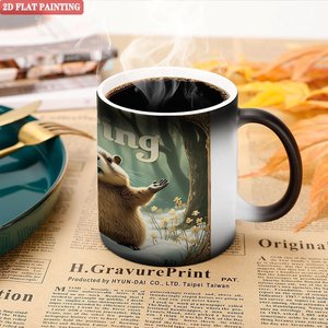 Frosted <b>Ceramic</b> Mug 11oz Black Heat Sensitive Art Craft Daily Home <b>Cup</b> - Product Image 5