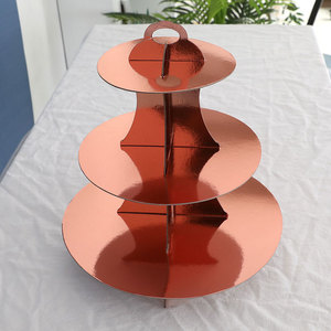 3-<span class=keywords><strong>Tier</strong></span> Vòng dùng một lần bánh đứng vàng, bạc, và Rose Gold giấy tráng miệng hiển thị cho Đảng & tổ chức sự kiện Bảng trang trí - Product Image 4