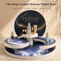 Organisateur de maquillage moderne en acrylique rotatif et portable avec tiroirs amovibles, grande taille pour présentoir de soins de la peau et cosmétiques