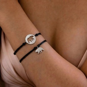 Conjunto de Pulseras Madre e Hija con Dije de Elefante, Cordón Negro, Joyería de Regalo para Mujeres y Niñas - Product Image 3