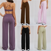 Pantalon de yoga taille haute pour femme, coupe large, élastique, effet push-up, doux, respirant, séchage rapide, en Spandex/Nylon, idéal pour la gym et la danse