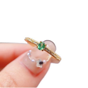 Pronto per la spedizione OEM/ODM 925 <span class=keywords><strong>argento</strong></span> Sterling placcato <span class=keywords><strong>oro</strong></span> naturale smeraldo anello per le donne anniversario - Product Image 1
