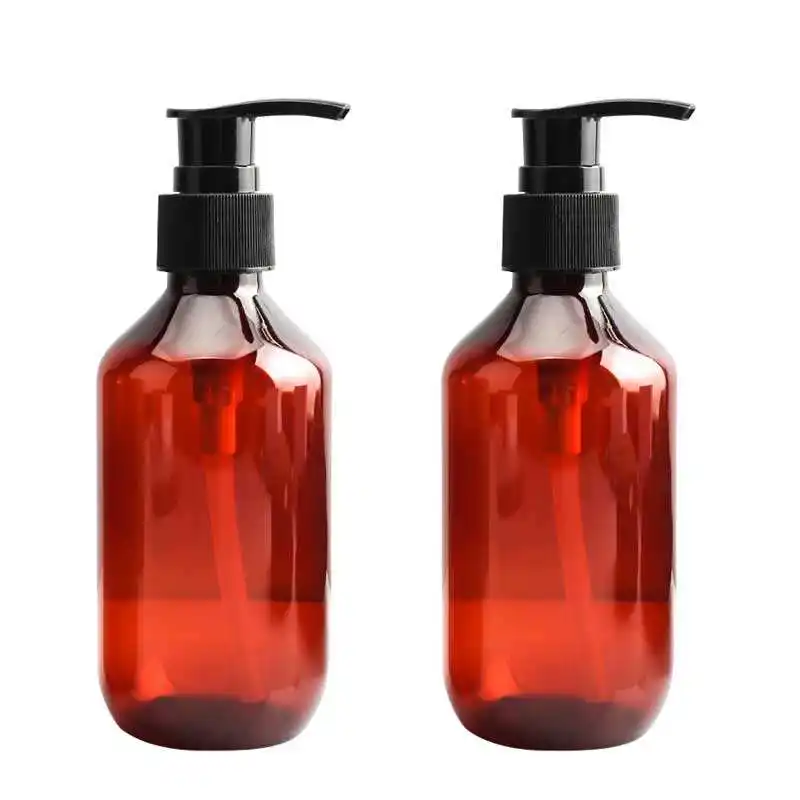 200ml 350ml 500ml Plastic round Bottle with Black Pump for Shampoo Body Wash Lotion