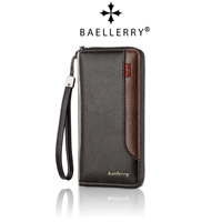Dompet Pria Baellerry Panjang Baru RFID Dompet Bisnis Multi-slot dengan Ritsleting Kontras Warna Berkualitas Tinggi Dompet Berkapasitas Besar untuk Pria