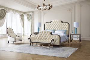 American Light Luxury <strong>Mirrored</strong> <strong>Nightstand</strong> with 2 Drawers Gold Inlay Solid Wood Bedside Table - Product Image 5