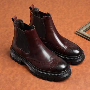 High Quality <b>Brown</b> Ankle Men's Moccasins Made British Leather Washed Retro Styled Goodyear Welted <b>Lace</b>-up Brogues Waterproof - Product Image 3