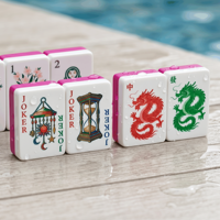 Set Mahjong Kolam Renang Modern Amerika ZUJU untuk 4 Pemain, Dapat Dilipat, Portabel, Ramah Lingkungan, Tahan Air, Tidak Mudah Pecah, Hiburan