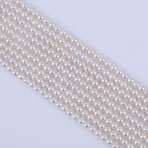 สร้อยคอลูกปัดมุกน้ำจืดทรงกลมสีขาวเคชิ ขนาด 4-4.5 มม. เกรด 4A งานแฮนด์เมด กึ่งสำเร็จรูป ขายส่ง - Product Image 5