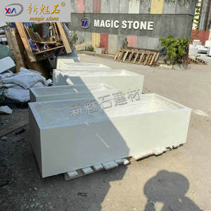Nouvelle Jardinière en Ciment GRC Effet Pierre Magique, Taille Personnalisée, Blanche, pour Aménagement Extérieur, Autoportante - Product Image 2