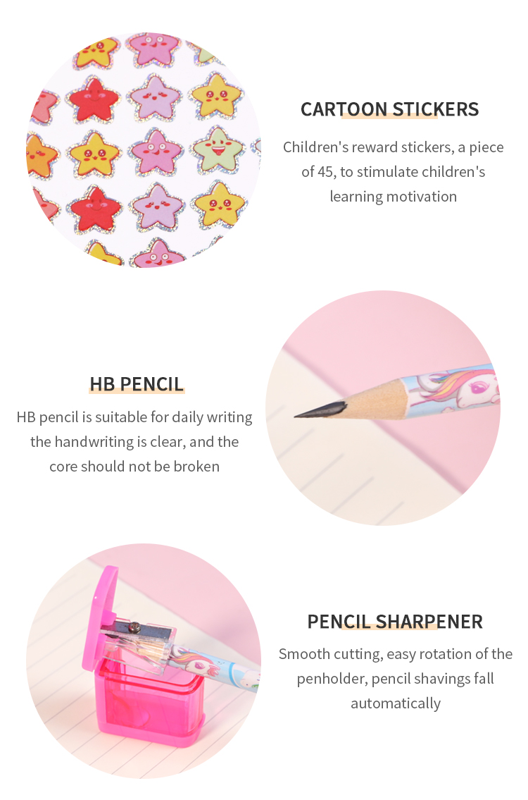 Free Collocation Personalized Back to School Supplies Cartoon Stationery Kids Pink Girls Custom Cute Stationary Gift Set