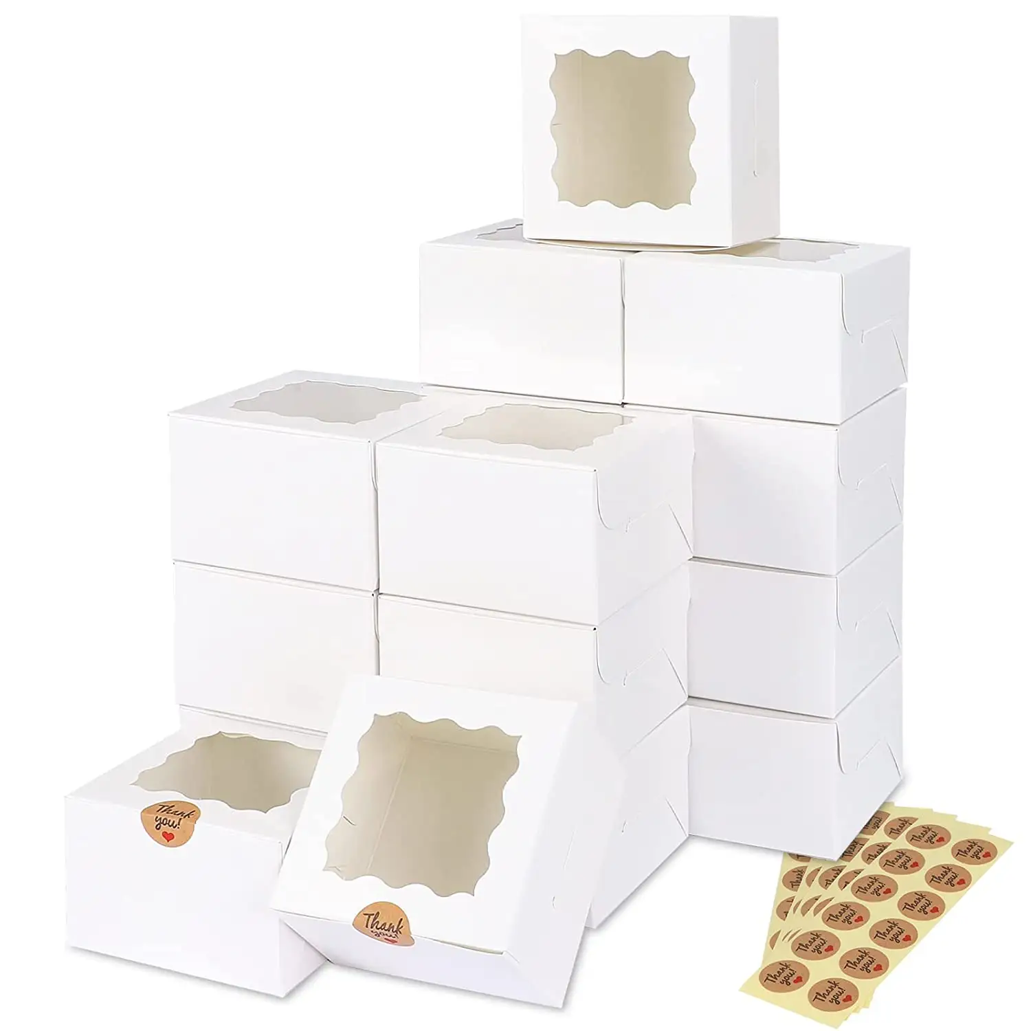 Hot Sale Premium Quality Bread Box Dessert Small Snacks Thanks With Window Mini White Korean Cake Box