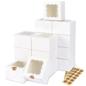 Hot Sale Premium Quality Bread Box Dessert Small Snacks Thanks With Window Mini White Korean Cake Box