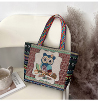 Sac fourre-tout brodé style ethnique tendance 2025 – Petit sac à bandoulière artistique et raffiné pour femme – Sac en toile simple pour femme