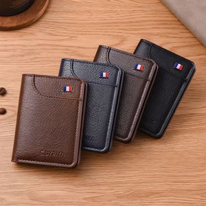 <b>Men's</b> Ultra Thin Compact Vertical <b>Wallet</b> Brown Soft Leather Multi Card Slot Driver License Holder Everyday Use - Product Image 4