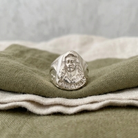Anillo Camaron De La Isla Flamenco Legend Geprägter Porträt-Siegelring Retro Chicano-Stil Edelstahl Herren Statement-Ring