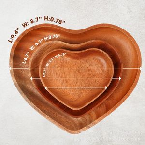 Wooden Heart Shaped Fruit Platter <b>Tea</b> <b>Tray</b> Bamboo Serving Dish Hotel Snack Plate Handmade For Food Contact - Product Image 4