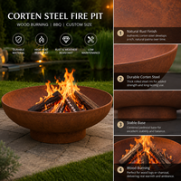 Brasero en acier Corten, chauffe-terrasse extérieur, foyer de jardin, cuve à feu avec base, couleur rouille