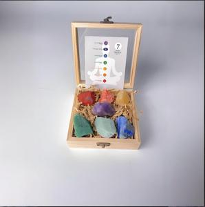 Düzensiz kristal ham taşlar yedi çakra ahşap kutu kristal şifa taşları doğal gül kuvars ham taşlar - Product Image 3