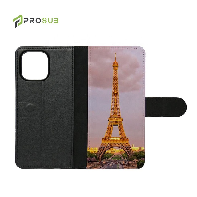Prosub Sublimation Blank PU Leather+PC Shockproof Phone Case for 13 Pro Max with Flip Wallet Design 100% Perfect Fit