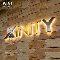 Enseigne lumineuse LED en acrylique doré imperméable pour extérieur, enseigne lumineuse LED 3D rétroéclairée pour devanture de magasin, enseigne lumineuse