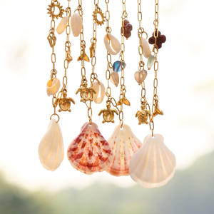 Collar con colgante de acero inoxidable chapado en oro, <span class=keywords><strong>estilo</strong></span> marino, con diseño de concha, sol y estrella de mar, serie Ferris Wheel, accesorio transfronterizo - Product Image 3