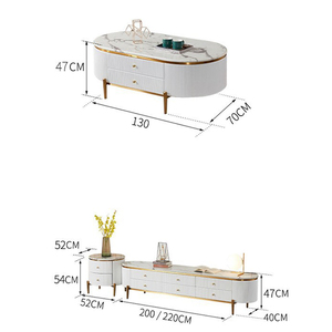 Meuble de salon au Design moderne avec dessus en marbre et cadre en acier inoxydable, meuble <span class=keywords><strong>Tv</strong></span> blanc et table basse - Product Image 6
