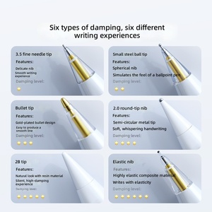 Pack de 6 pointes de rechange 6-en-1 pour stylet, en plastique et métal, argent et or, silencieuses, HB 2B, écriture fine/lourde/verticale pour iPad <span class=keywords><strong>iPhone</strong></span> - Product Image 6