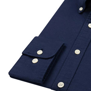 Мужская оксфордская рубашка из 100% хлопка, однотонная, с длинным рукавом, на пуговицах, приталенного кроя, для работы и повседневной носки, с возможностью индивидуального пошива образцов - Product Image 5