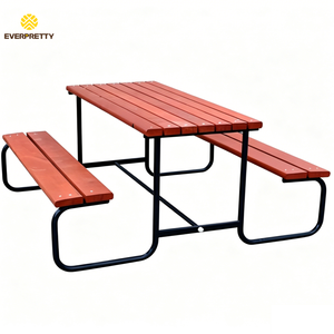 Mesa y Banco de Acero de Estilo Moderno para Exteriores, Muebles Comerciales para Restaurante, Jardín, Patio, Cafetería, Parque, Hotel, Escuela, Comedor - Product Image 1