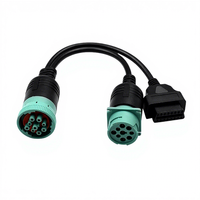 Kabel Adaptor Truk J1962 ke 9P Dech J1939 9P untuk J1708 ke OBD Kabel Konversi Satu-ke-Dua Lurus untuk 1/2 30cm
