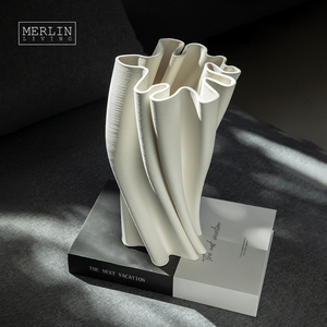 Merlin Living 3D-Druck <span class=keywords><strong>Vase</strong></span> Weiße <span class=keywords><strong>Vase</strong></span> Blume Moderne Heimdekoration Nordische <span class=keywords><strong>Vase</strong></span> Chaozhou Keramikfabrik Großhandel OEM ODM - Product Image 4