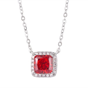 Ensemble de bagues de mariage pour femme, en cuivre écologique, avec zircon rouge 8*8mm taille princesse carrée, pour cérémonie de mariage - Product Image 2