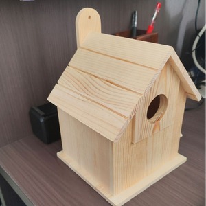 Wooden Bird House Pine Outdoor Hanging Feeder Durable Rectangle Shape For <b>Gardens</b> Offices And More - Product Image 1