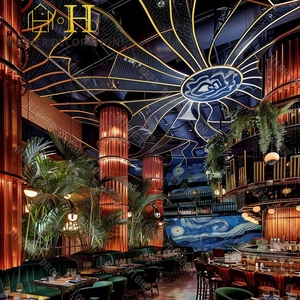 Khách Sạn Sang Trọng Nhà Hàng Thiết Kế Nội Thất Quầy Bar Thiết Kế Tùy Chỉnh Bền Rắn Gỗ Bàn Ghế Cho Nhà Hàng Trang Trí - Product Image 2